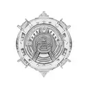 Aztec calendar merged with tribal elements tattoo design idea