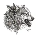 sigma vs crowned alpha wolf howling wolf tattoo design idea