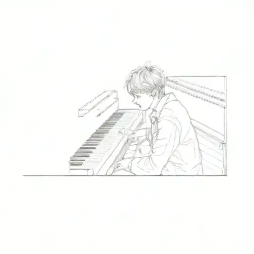 bts suga playing piano keys intertwined tattoo design idea