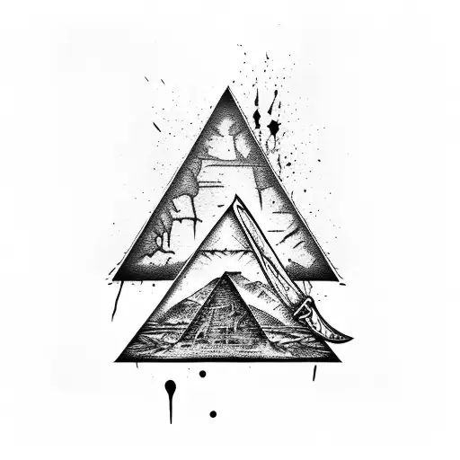 A chilling depiction of the iconic Pyramid Head from Silent Hill, holding a blood-stained guitar tattoo design idea