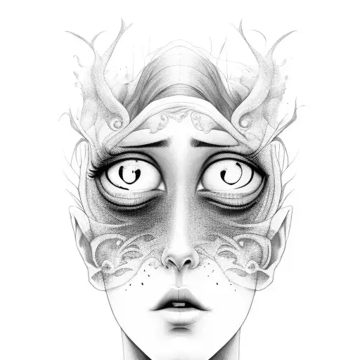 a girl with 2 faces tattoo design idea