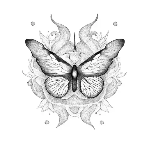 naturaleza y mariposa  tattoo design idea