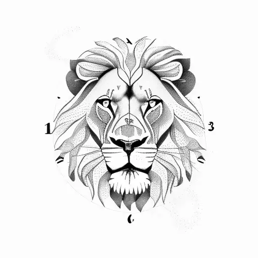 Lion with map of africa and a clock tattoo design idea