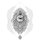 Lion with map of africa and a clock tattoo design idea