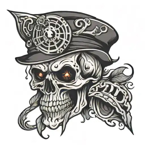 evil skull face tattoo design idea