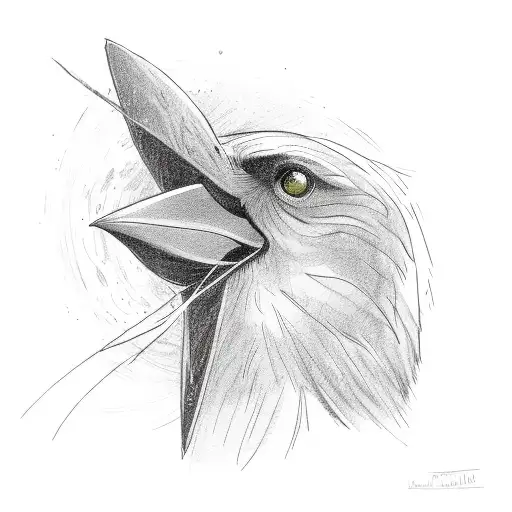 A crow unraveling a red yarn ball tattoo design idea