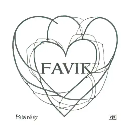 A minimalist design of a heart with the initials of the father, wife, daughter, and son intertwined, symbolizing the love and connection within the family tattoo design idea