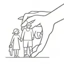 A minimalist design featuring a father holding hands with his wife, daughter, and son, symbolizing the strong bond of family tattoo design idea