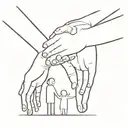 A minimalist design featuring a father holding hands with his wife, daughter, and son, symbolizing the strong bond of family tattoo design idea