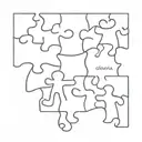 A minimalist design of a puzzle piece with the father, wife, daughter, and son's names on each piece, symbolizing how they fit together perfectly as a family tattoo design idea