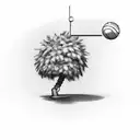 small palm tree with volleyball ball tattoo design idea