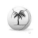 small palm tree with volleyball ball tattoo design idea
