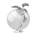 small palm tree with volleyball ball tattoo design idea