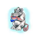 boxing hippo tattoo design idea