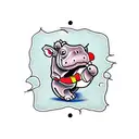 boxing hippo tattoo design idea