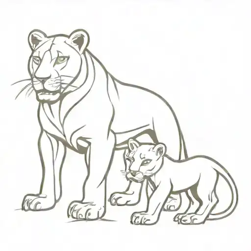 lioness protecting her cubs tattoo design idea