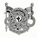 romani flag intertwined tattoo design idea