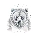angry bear in forest trees tattoo design idea