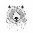 angry bear in forest trees tattoo design idea