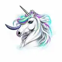 full body evil unicorn multicolor tattoo design idea