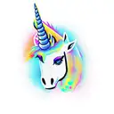 full body evil unicorn multicolor tattoo design idea