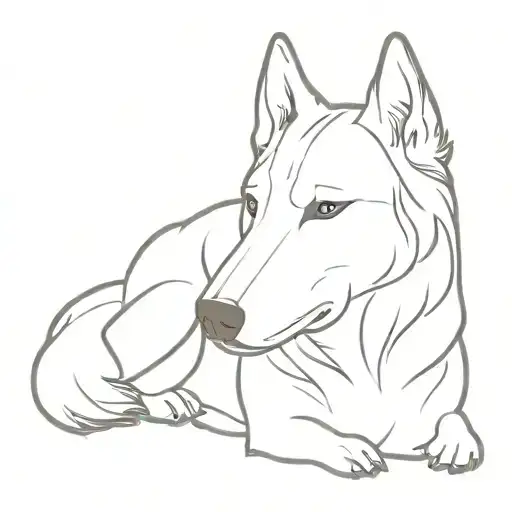 Siberian husky and hearts tattoo design idea