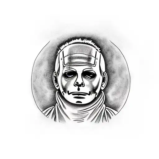 Michael Myers with a knife in hand tattoo design idea