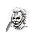 Michael Myers with a knife in hand tattoo design idea