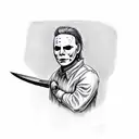 Michael Myers with a knife in hand tattoo design idea