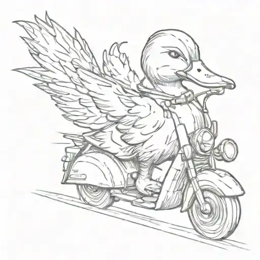 duck on a scooter  tattoo design idea