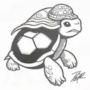 The tattoo features a bohemian-style turtle. It wears a bohemian hat, characterized by its wide and decorative brim. The tattoo design idea