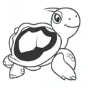 The tattoo features a bohemian-style turtle. It wears a bohemian hat, characterized by its wide and decorative brim. The tattoo design idea