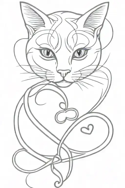 cat infinity love heart tattoo design idea