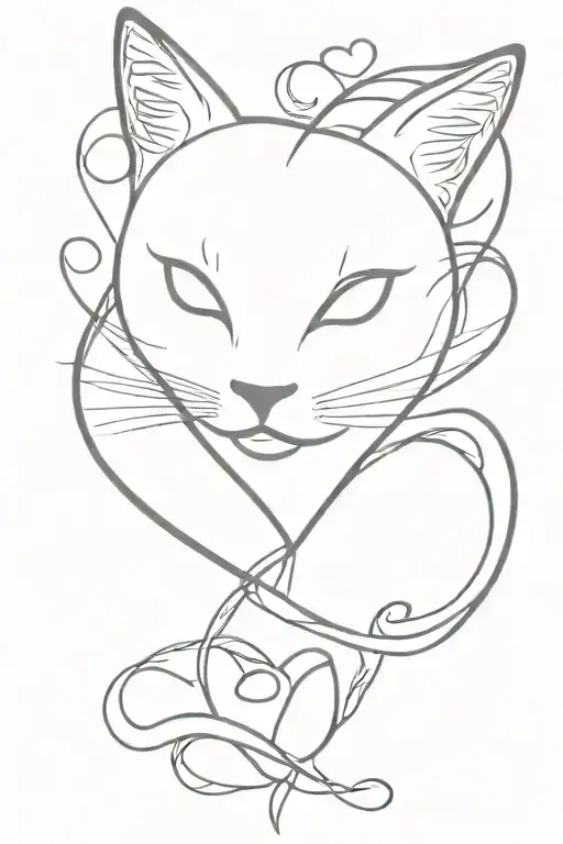 cat infinity love heart tattoo design idea