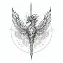 A phoenix rising from a broken syringe, symbolizing overcoming addiction and rebirth tattoo design idea