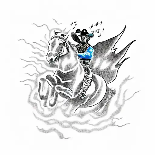 cowboy riding a lightning bolt  tattoo design idea