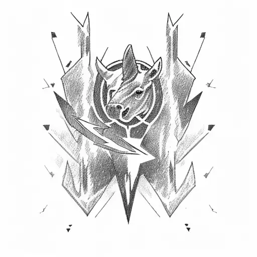 cowboy riding a lightning bolt  tattoo design idea