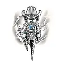 cowboy riding a lightning bolt  tattoo design idea