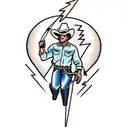 cowboy riding a lightning bolt  tattoo design idea