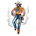 cowboy riding a lightning bolt  tattoo design idea