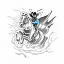 cowboy riding a lightning bolt  tattoo design idea