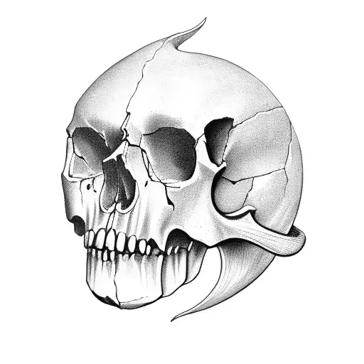 Siren holding a skull tattoo design idea