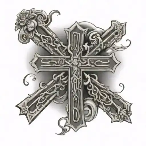 bible verse joshua 1:9 Christian Cross tattoo design idea
