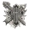 bible verse joshua 1:9 Christian Cross tattoo design idea