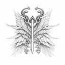 Caduceus with wings and Greek column tattoo design idea
