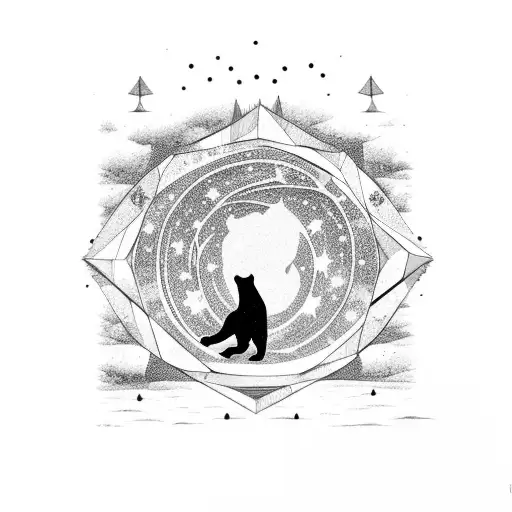 Bear silhouette with the north star and big dipper inside tattoo design idea