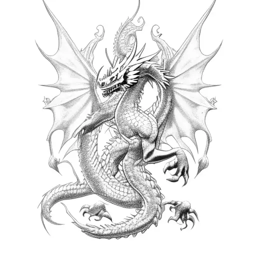 white dragon with black Pegasus  tattoo design idea