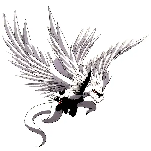 white dragon flying with black Pegasus  tattoo design idea
