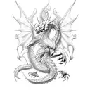 white dragon with black Pegasus  tattoo design idea