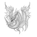 white dragon with black Pegasus  tattoo design idea